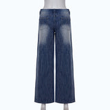  MQTIME  -  Y2K Rhinestone Wide Leg Jeans Women Gradient Washed Baggy Denim Pant Low Waist Sparkly Glitter Flare Trouser Streetwear