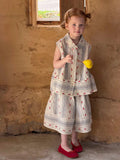  MQTIME  -  New Summer Baby Girls Embroidery Floral Sets Sleeveless Shirt Wide Leg Pants 2pcs Children Chic Outfits