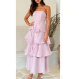 MQTIME  -  Summer New Sexy Strapless Women Cake Dress Simple Solid Color Female Banquet Party Dresses