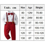 MQTIME  -  1 2 3 4 5 6 7Y Boy Christmas Outfit White Shirt+Star Printed Strap Set Children Autumn Formal Gentleman Wedding Flower Costume