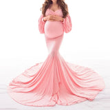 MQTIME  -  Mermaid Maternity Dresses for Photo Shoot Pregnant Women Pregnancy Dress Photography Sexy Off Shoulder Maxi Maternity Gown