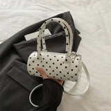 MQTIME  -  Niche Polka Dot Bag for Women French Retro Underarm Crossbody Bag, Exquisite Hand-Held Women's Cylindrical Bag