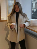 Mqtime Elegant Solid Woolen Blend Coats Women Causal Loose Double Breasted Long Sleeve Overcoat Winter Office Lady Commuter Jacket