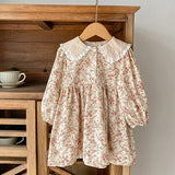  MQTIME  -  New Autumn Children Clothes 2-6 Yrs Baby Girl Party Dress Long Sleeved Cotton Solid Color Kids Princess Dresses