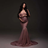 MQTIME  -  Elegance Mauve Pink Maternity Dress Photoshoot платье для беременных Ruffled Tulle Mermaid Pregnancy Dresses