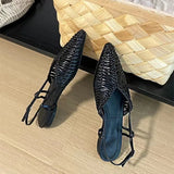 MQTIME  -  New Pointed Roman Sandals Women's Summer Flat Bottom Hollow Word with Bag Head Cool Slippers