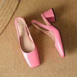 MQTIME  -  Square Toe Design Patent Leather Women Shoes Chunky Heels Summer Women's Pumps Slingbacks Candy Colors Sandals for Women WSH5310