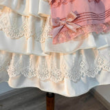 MQTIME  -  Pink Bra Shirt Skirt Lolita Cute Sweet Girl Lace Princess Dress Young Girls Birthday Lolita Tutu Dress Flower Party Dress