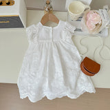 MQTIME  -  New Summer Girls Lace Dress Kids Sleeveless Embroidered Flowers Princess Dress