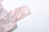 MQTIME  -  Puss Sexy Satin Wedding Dress Women Strap Low-Neck Rhinestone Patchwork Elegant Classic Evening Party Dating Slim Bodycon