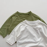MQTIME  -  Autumn New Children Long Sleeve T Shirts Cotton Boys Casual Tee Solid Kids Girls Soft Bottoming Tops Baby Clothes