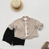  MQTIME  -  Autumn New Children Long Sleeve Shirts Cotton Boys Lapel Striped Shirts Fashion Baby Girls Casual Shirts Kids Clothes