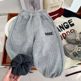  MQTIME  -  Toddler Boys Pant Letter Embroidery Thicken Warm Kids Baby Boys Jogger Pant New Winter Elastic Waist Infant Girls Harem Pant