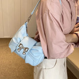 MQTIME  -  Sweet Cool Bow Y2k Bags Purses Women Hot Girls Leather Chic Handbag Messenger Bag Ladies Harajuku Square Bag Bolso Mujer