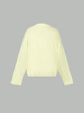 MQTIME  -  New Elegant Three Dimensional Flowers Long Sleeved Sweater Loose Soft Yellow Warm Pullover Top Round Neck Simple Knitwear Female