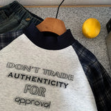 MQTIME  -  Kids Boys Sweatshirt Winter Letter Printed Thicken Warm Toddler Girls Hoodies Plaid Patchwork Infant Boys Tops Pullovers