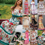 MQTIME  -  Boho Dress Women's One Shoulder Dress with Sexy and Fashionable Printed Long Style, Large Display, Summer New