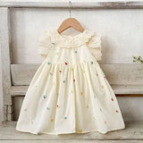 MQTIME  -  New Summer Children Clothes 1-5Yrs Kids Princess Dresses Sleeveless Cotton Lace Splicing Baby Girl Party Dress