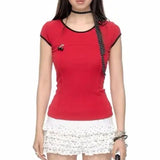 MQTIME  -  Cherry Pendant Bodycon Skinny Crop Top Short Sleeve T-Shirt TShirt Cropped harajuku fairycore 2000s y2k grunge korean cloth cute