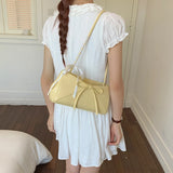  MQTIME  -  Women's Small PU Leather Shoulder Bag New Trend Solid Color Underarm Tote Bag Female Fashion Sweet Casual Dating Handbags