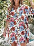 MQTIME  -  Summer New Beach Cover Ups Floral Printed Button Down Sundress Bikini Swimwears Femme Oversized Beachwear Mujer