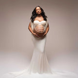 MQTIME  -  Luxurious Pearls Maternity Photoshoot Dresses Custom Made Full Beading Maternity Dress платье для беременных