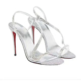 MQTIME  -  New Spring Multi Color Serpentine Straw Versatile High Heels for Women, Thin Heels,Sexy Outerwear Fashion Sandals for Women