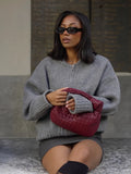 MQTIME  -  Knit Women Cardigan Casual Full Sleeve Zipper O Neck Pleated Solid Lady Sweater Top 2025 Autumn Fashion Female Knitwear