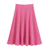  MQTIME  -  Vintage Printed High Waist Midi Skirts 2 Piece Sets For Women New V Neck Tied Short Top Holiday Summer Woman Outfits