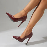 MQTIME  -  Sexy Patent Leather Super High Heel Pumps Women Spring Summer Classic Pointed Toe Black Dress Shoes Woman's Office Shoes