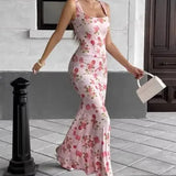 MQTIME  -  Summer Women's Sweet Dress Floral Long Dress Female Clothing New Fashion Temperament Women Elegant Mermaid Dresses