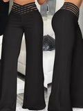 MQTIME  -  Women Pants Loungewear Spring Summer Hollow Fashion Ladies Trousers Solid Elastic Waist Wide Leg Pants Streetwear