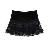  MQTIME  -  Lace Splicing Skirt Low Waist A Word Cake Skirt Women's Clothing