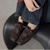 MQTIME  -  New Retro Women's Shoes Exquisite Square Head Casual Shoes for Woman Fashion Classic Lace Sneakers Designer Shoes Zapatos Mujer