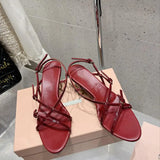 MQTIME  -  Spring/Summer New Retro High Heel Strap One Button Open Toed Sandals for Women