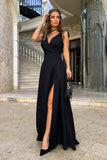 MQTIME  -  Summer Women Party Dress High Waist Cross V-neck Bowknot Strap X-long Evening Dress Female Side Split Elegant Lady Maxi Dresses