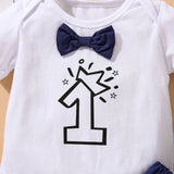 MQTIME  -  2Piece Summer Baby Boy Outfit Set Korean Cartoon Cute Print Short Sleeve Newborn Jumpsuit Bodysuit+Shorts Toddler Clothes BC1766