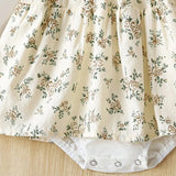 MQTIME  -  2025 Spring New Baby Girls Clothes Long Sleeve Toddler Girls Floral One Piece And Hat 2 Pcs Baby Bodysuits