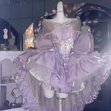 MQTIME  -  Ins Handmade Lavender Dreams & Bow-covered Magic Fairy-tale Couture That Feels Like A Dream Women Boutique Weddinng Party Dress