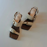 MQTIME  -  Women's Shoes Vacation Style Square Toe Sandals High Heels for Women Summer Women Dress Shoes Fashion Slippers