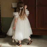  MQTIME  -  Baby Girls Mesh Dress Summer Princess Tulle Tutu Gown New Children White Sleeveless Clothing New Kids Birthday Party Vestidos