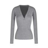 MQTIME  -  2025 Spring New Korean V-neck Button Casual Threaded Long-sleeved Sweater Women + Lace Sexy Camisole Two-piece Suit