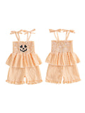 MQTIME  -  Toddler Boy Thanksgiving Romper Plaid Turkey Smocked Tie-up Spaghetti Strap Shorts Jumpsuit for Autumn Winter