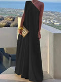 MQTIME  -  Women's Solid Color Summer One-Shoulder Maxi Dresses 2025 New Loose Asymmetrical Urban Elegant Party Evening Long Dress