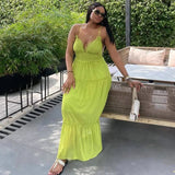 MQTIME  -  Summer New Solid Color Suspender Waist Tube Top Dress Femininity Elegant Long Dress