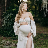 MQTIME  -  Mermaid Maternity Dresses for Photo Shoot Pregnant Women Pregnancy Dress Photography Sexy Off Shoulder Maxi Maternity Gown