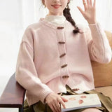 MQTIME  -  2025 Corner Button Sweater Cardigan Casual Loose Spring New Models with Knitted Sweater Jacket Women Clothing