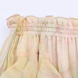 MQTIME  -  Women Ruffled Skirts Elastic High Waist Pleated A-line Long Skirts Chic Printed Summer Fashion Streetwear Female Irregular Skirt