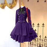 MQTIME  -  Women's Vintage Gothic Green Bowknot Lace Up Lolita Dress Retro Style Solid Color Trumpet Sleeve Princess Dress Party Wear