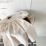 MQTIME  -  Summer Korean Style Baby Girls Cotton Dresses Puff Sleeve Solid Color Kids Robe Children Casual Dress